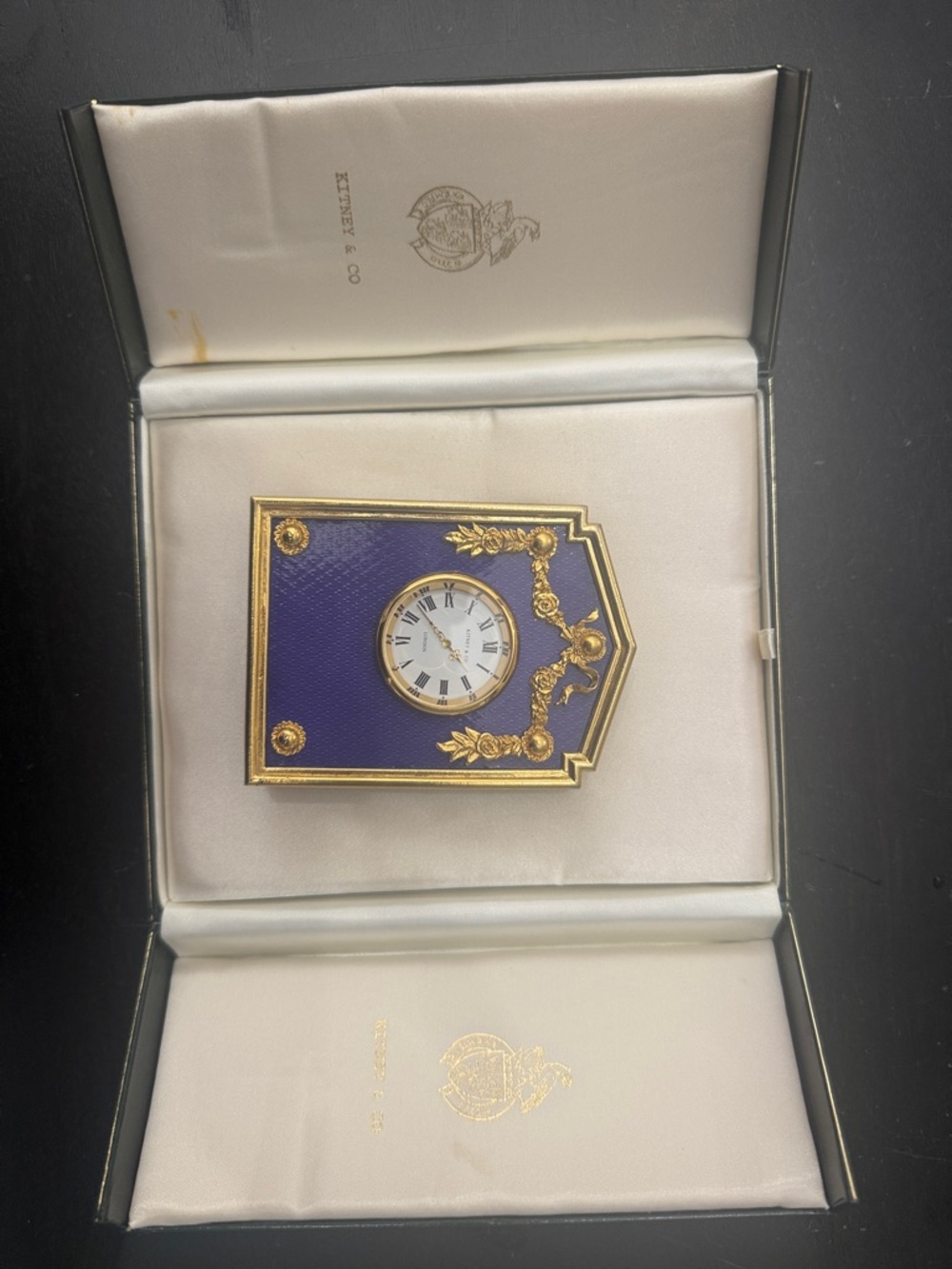 Vintage Style Purple and Gold Travel Clock by KINNEY & CO